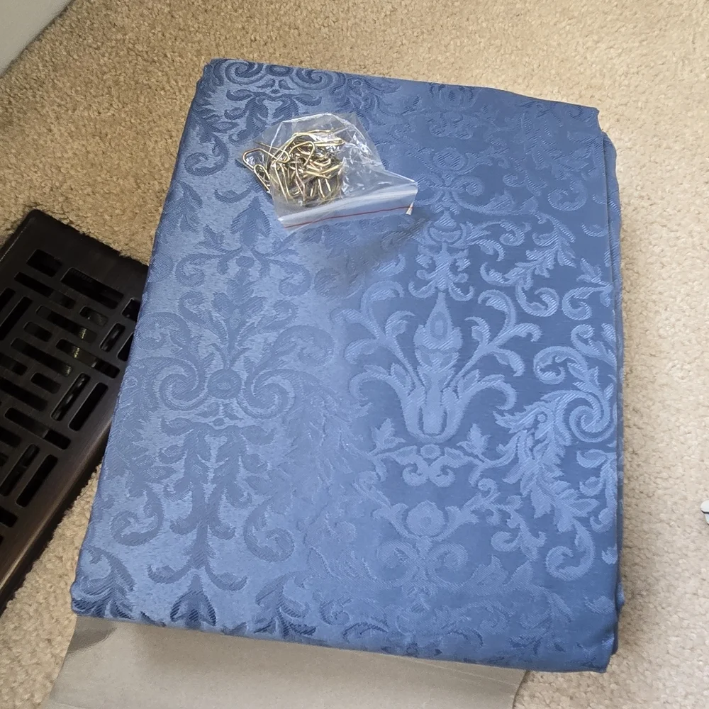 Nicole Blue Damask Curtains